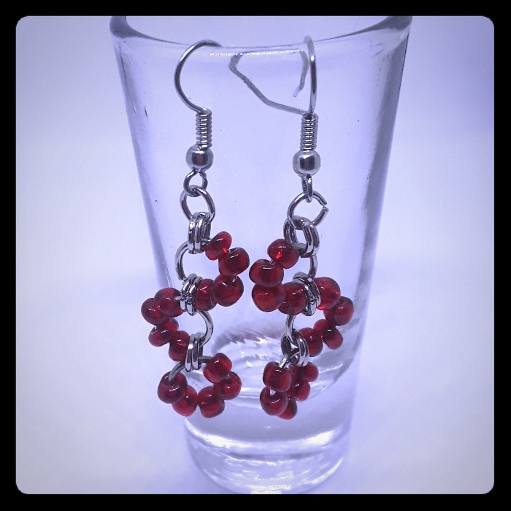 Red beaded earrings